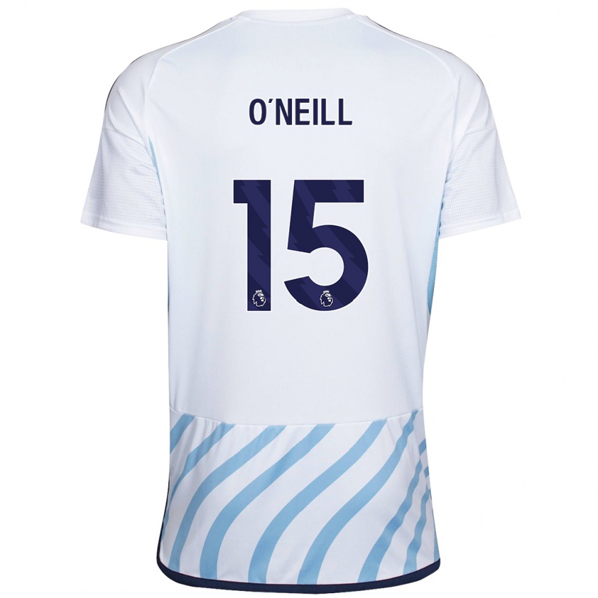 Niño Fútbol Camiseta Laura-Jayne O'neill #15 Blanco Azul 2ª Equipación 2023/24