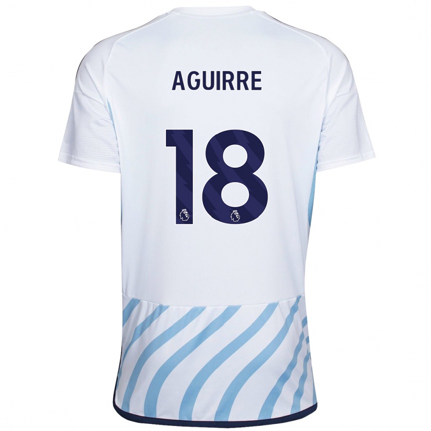 Niño Fútbol Camiseta Aja Aguirre #18 Blanco Azul 2ª Equipación 2023/24