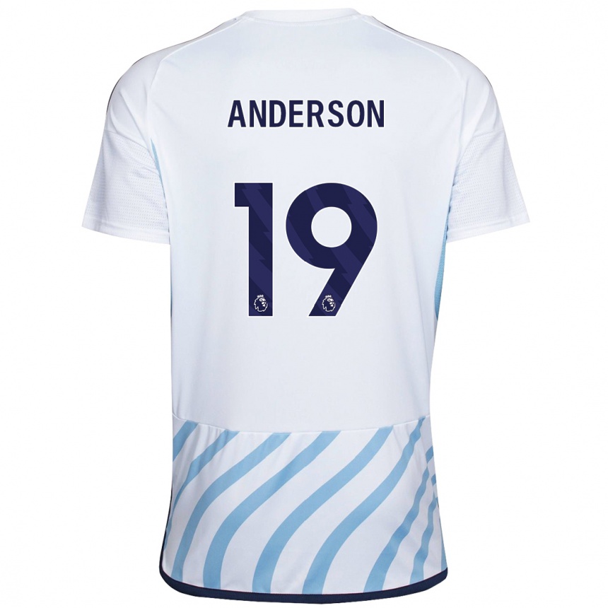 Niño Fútbol Camiseta Becky Anderson #19 Blanco Azul 2ª Equipación 2023/24