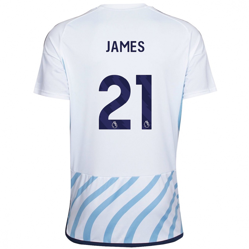 Niño Fútbol Camiseta Hayley James #21 Blanco Azul 2ª Equipación 2023/24