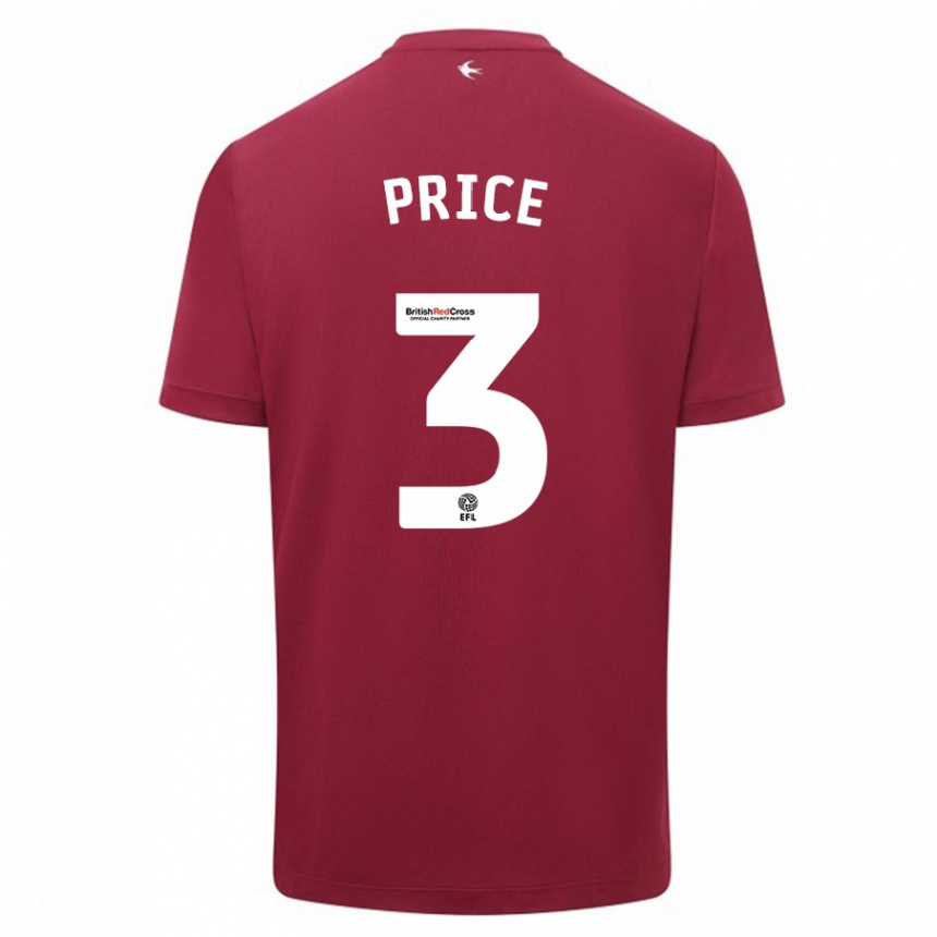 Niño Fútbol Camiseta Ffion Price #3 Rojo 2ª Equipación 2023/24