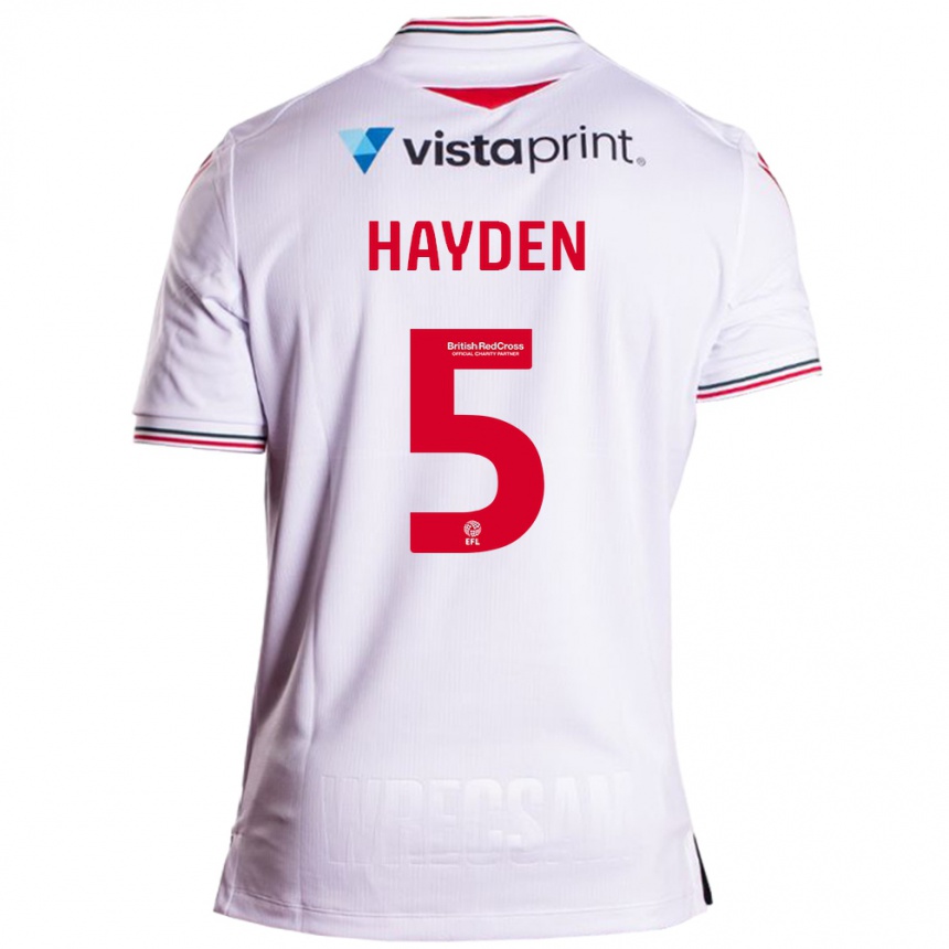 Niño Fútbol Camiseta Aaron Hayden #5 Blanco 2ª Equipación 2023/24