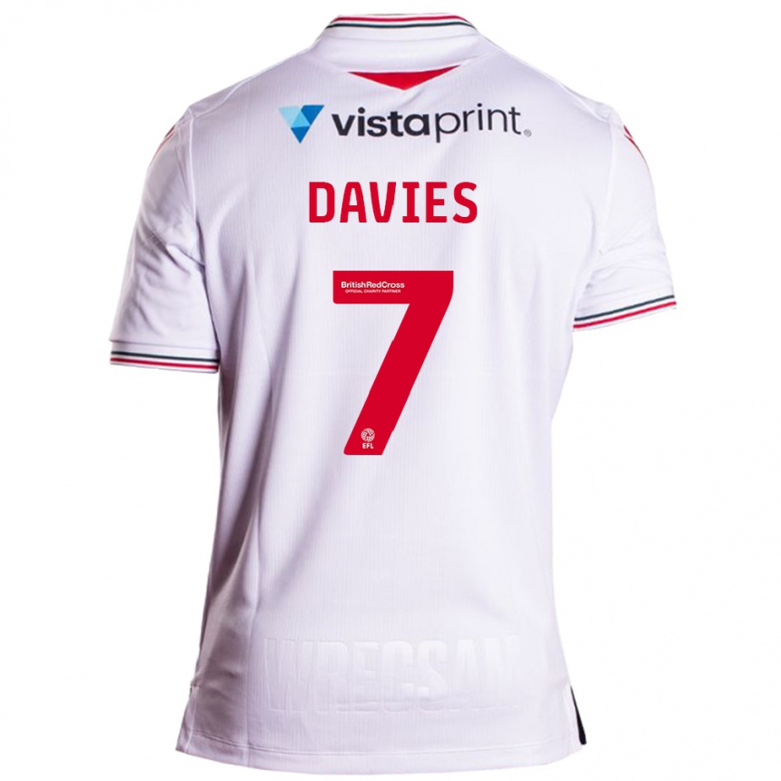 Niño Fútbol Camiseta Jordan Davies #7 Blanco 2ª Equipación 2023/24