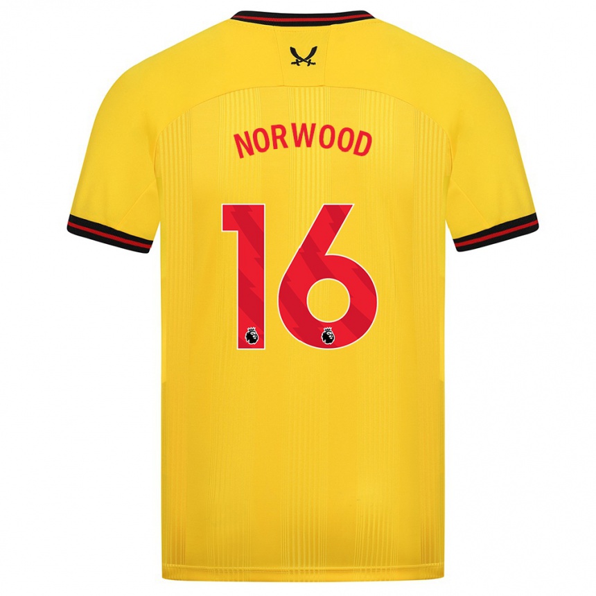 Niño Fútbol Camiseta Oliver Norwood #16 Amarillo 2ª Equipación 2023/24