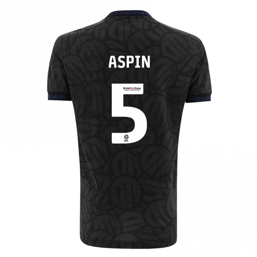 Niño Fútbol Camiseta Brooke Aspin #5 Negro 2ª Equipación 2023/24