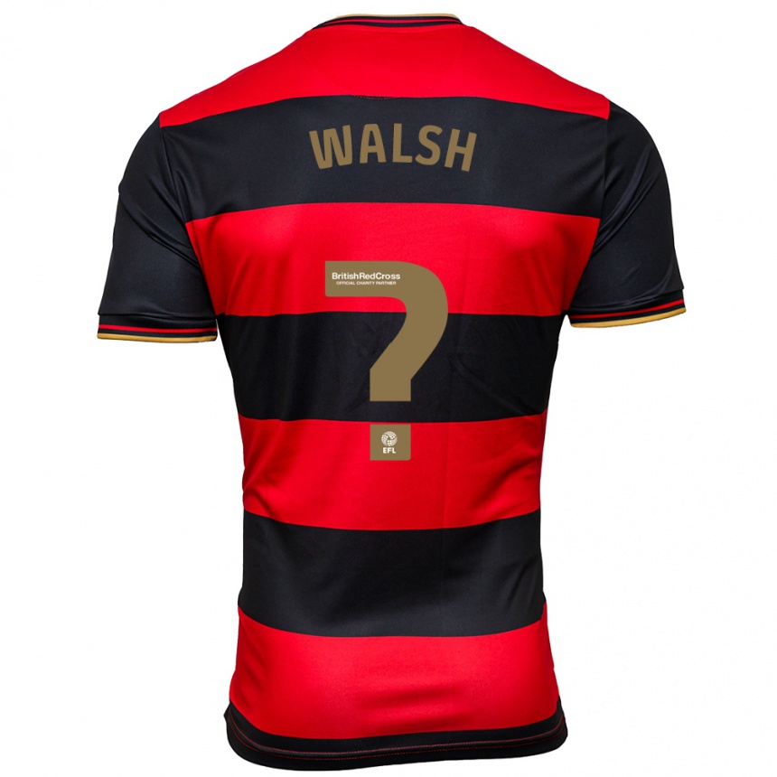 Niño Fútbol Camiseta Joe Walsh #0 Negro Rojo 2ª Equipación 2023/24