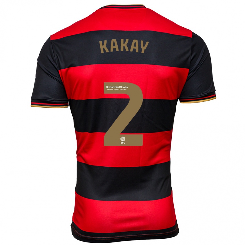 Niño Fútbol Camiseta Osman Kakay #2 Negro Rojo 2ª Equipación 2023/24