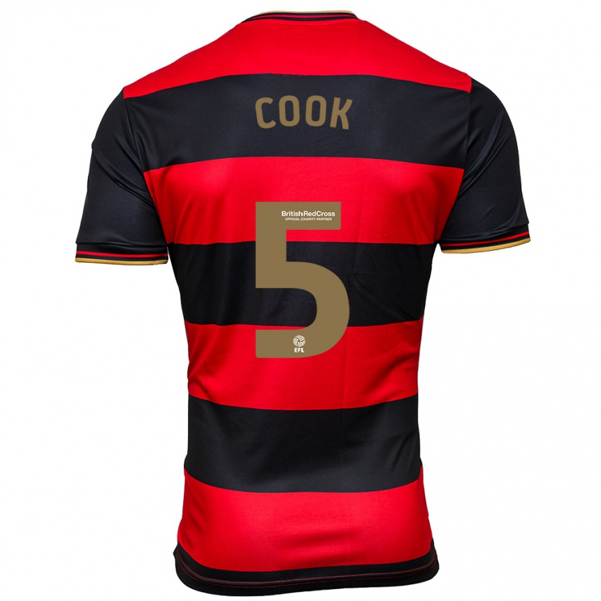 Niño Fútbol Camiseta Steve Cook #5 Negro Rojo 2ª Equipación 2023/24