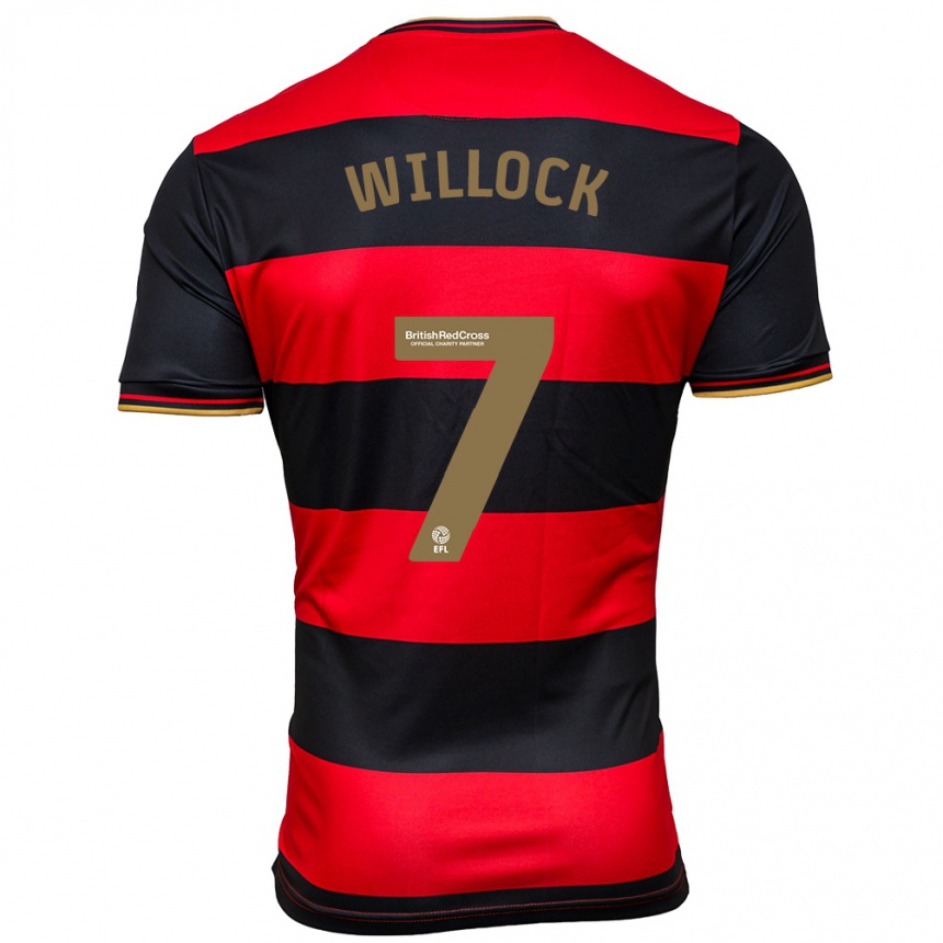 Niño Fútbol Camiseta Chris Willock #7 Negro Rojo 2ª Equipación 2023/24