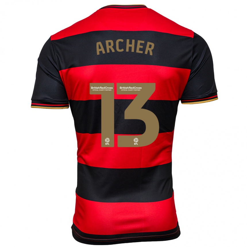 Niño Fútbol Camiseta Jordan Archer #13 Negro Rojo 2ª Equipación 2023/24