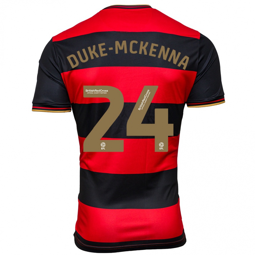 Niño Fútbol Camiseta Stephen Duke-Mckenna #24 Negro Rojo 2ª Equipación 2023/24