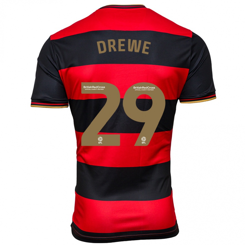 Niño Fútbol Camiseta Aaron Drewe #29 Negro Rojo 2ª Equipación 2023/24