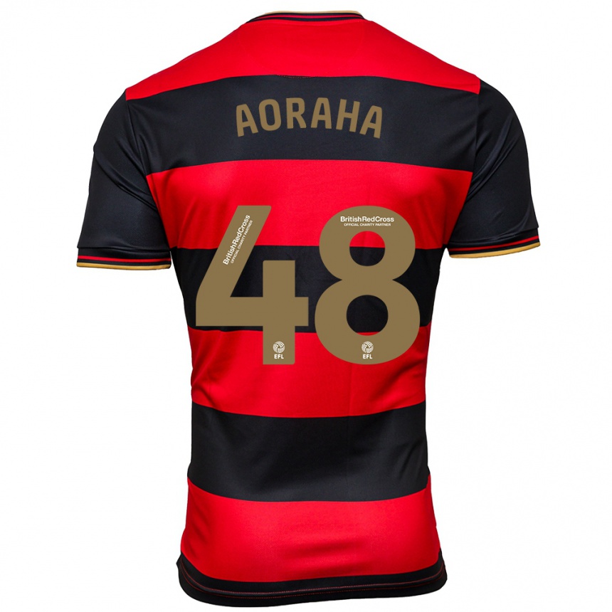 Niño Fútbol Camiseta Alexander Aoraha #48 Negro Rojo 2ª Equipación 2023/24