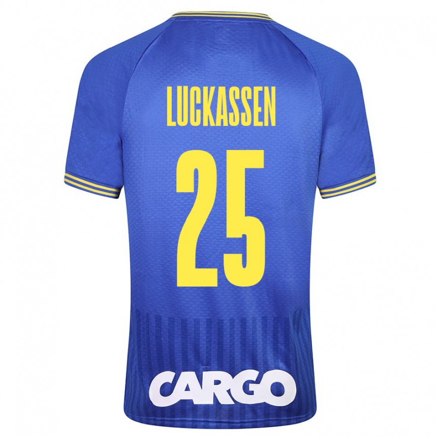 Niño Fútbol Camiseta Derrick Luckassen #25 Azul 2ª Equipación 2023/24