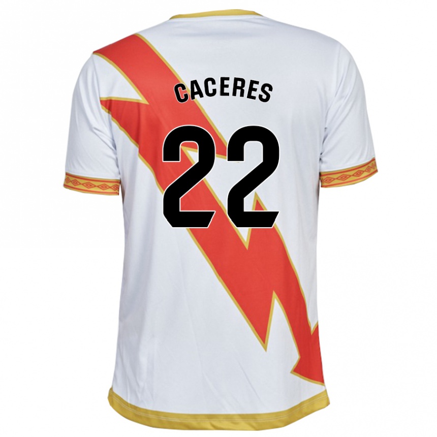 Hombre Fútbol Camiseta Daniel Cáceres #22 Blanco 1ª Equipación 2023/24