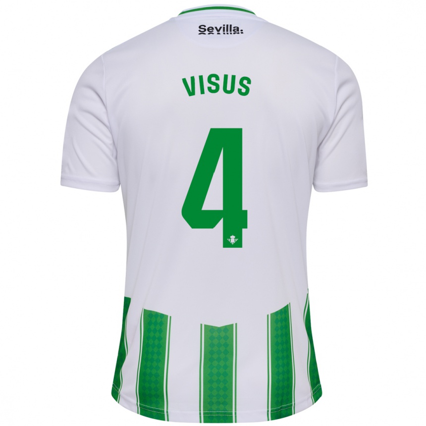 Hombre Fútbol Camiseta Ricardo Visus #4 Blanco 1ª Equipación 2023/24