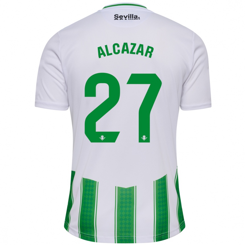 Hombre Fútbol Camiseta Lucas Alcázar #27 Blanco 1ª Equipación 2023/24