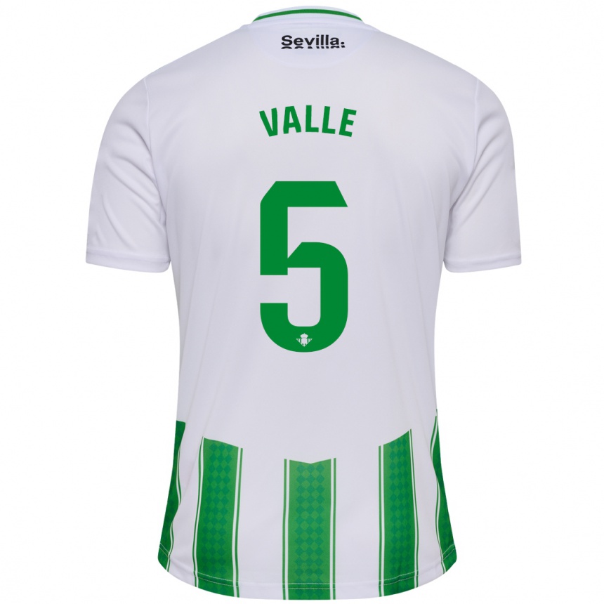 Hombre Fútbol Camiseta María Valle López #5 Blanco 1ª Equipación 2023/24