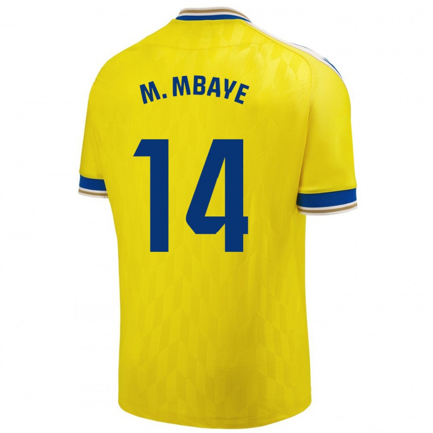 Hombre Fútbol Camiseta Momo Mbaye #14 Amarillo 1ª Equipación 2023/24