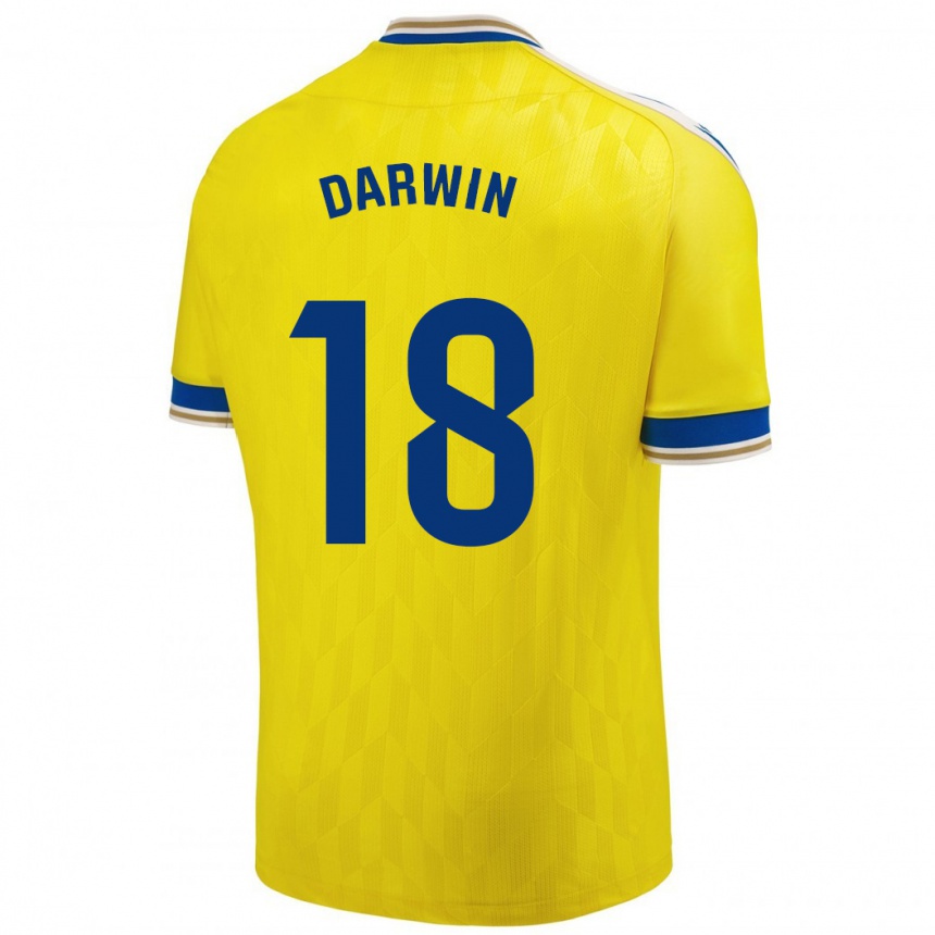 Hombre Fútbol Camiseta Darwin Machís #18 Amarillo 1ª Equipación 2023/24