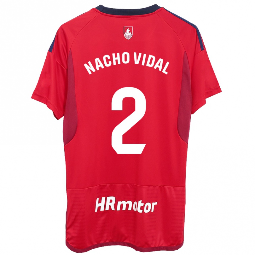 Hombre Fútbol Camiseta Nacho Vidal #2 Rojo 1ª Equipación 2023/24