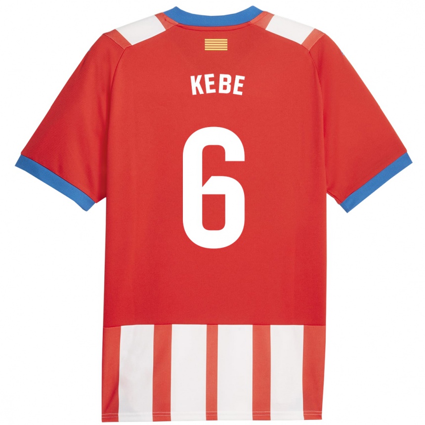 Hombre Fútbol Camiseta Ibrahima Kébé #6 Rojo Blanco 1ª Equipación 2023/24