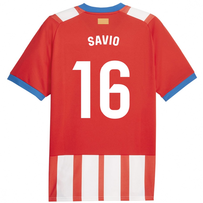 Hombre Fútbol Camiseta Savio #16 Rojo Blanco 1ª Equipación 2023/24