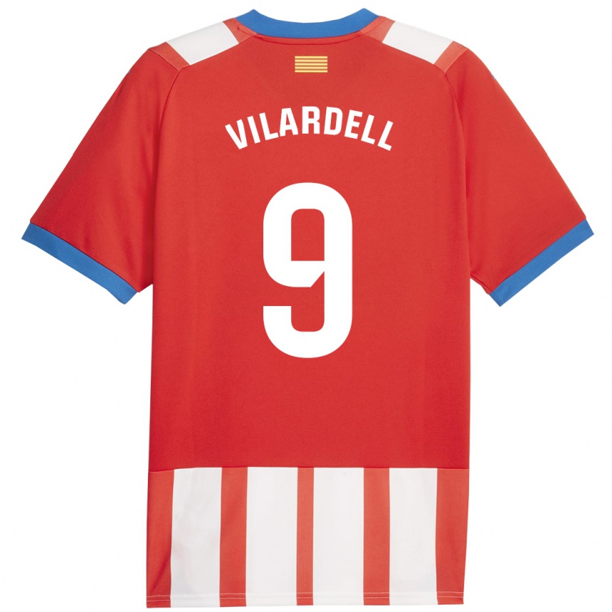 Hombre Fútbol Camiseta Júlia Vilardell #9 Rojo Blanco 1ª Equipación 2023/24