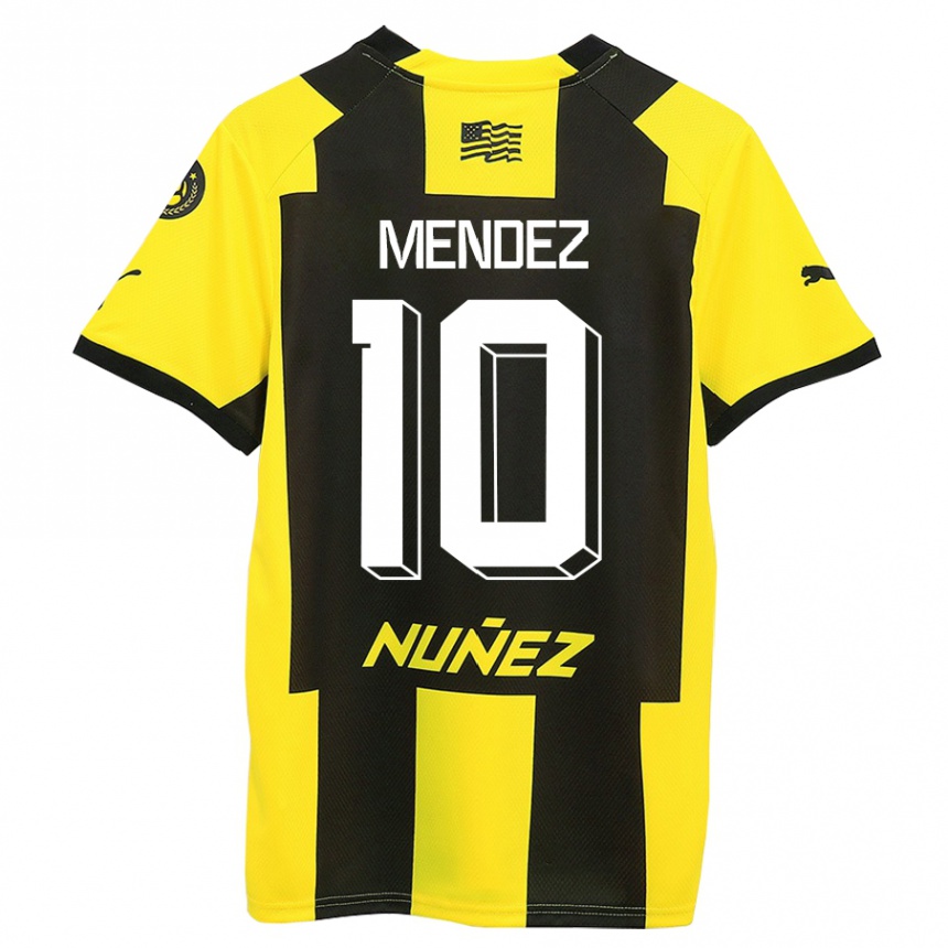 Hombre Fútbol Camiseta Kevin Méndez #10 Amarillo Negro 1ª Equipación 2023/24