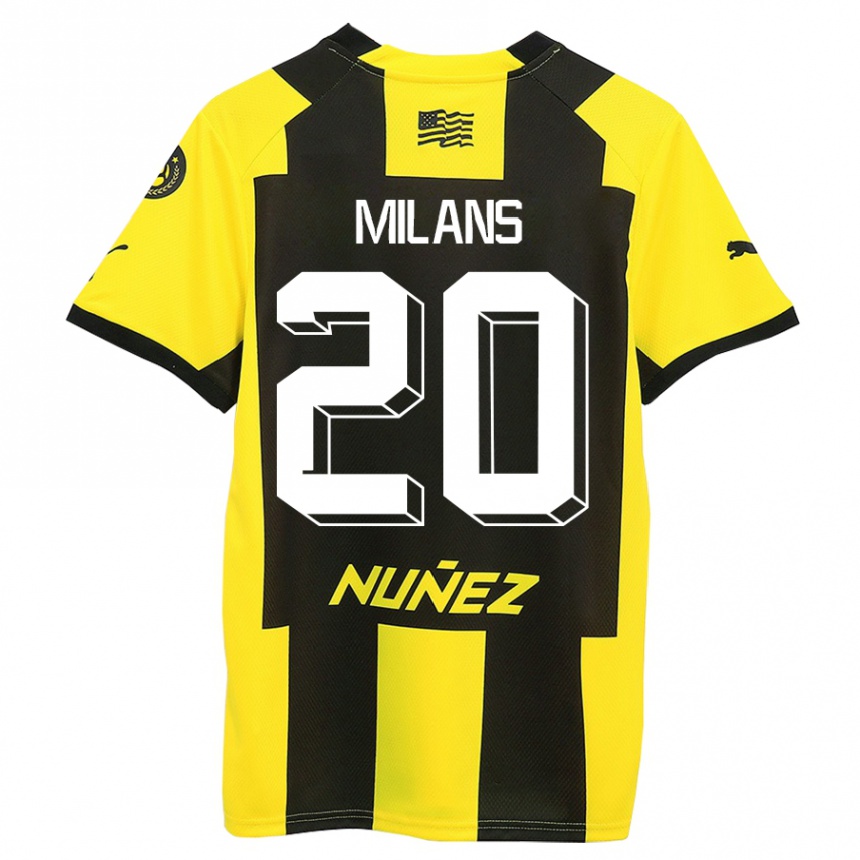 Hombre Fútbol Camiseta Pedro Milans #20 Amarillo Negro 1ª Equipación 2023/24