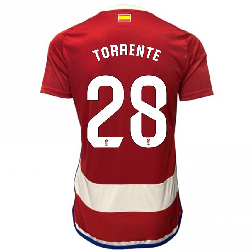 Hombre Fútbol Camiseta Raúl Torrente #28 Rojo 1ª Equipación 2023/24