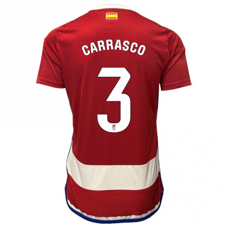 Hombre Fútbol Camiseta Marta Carrasco #3 Rojo 1ª Equipación 2023/24