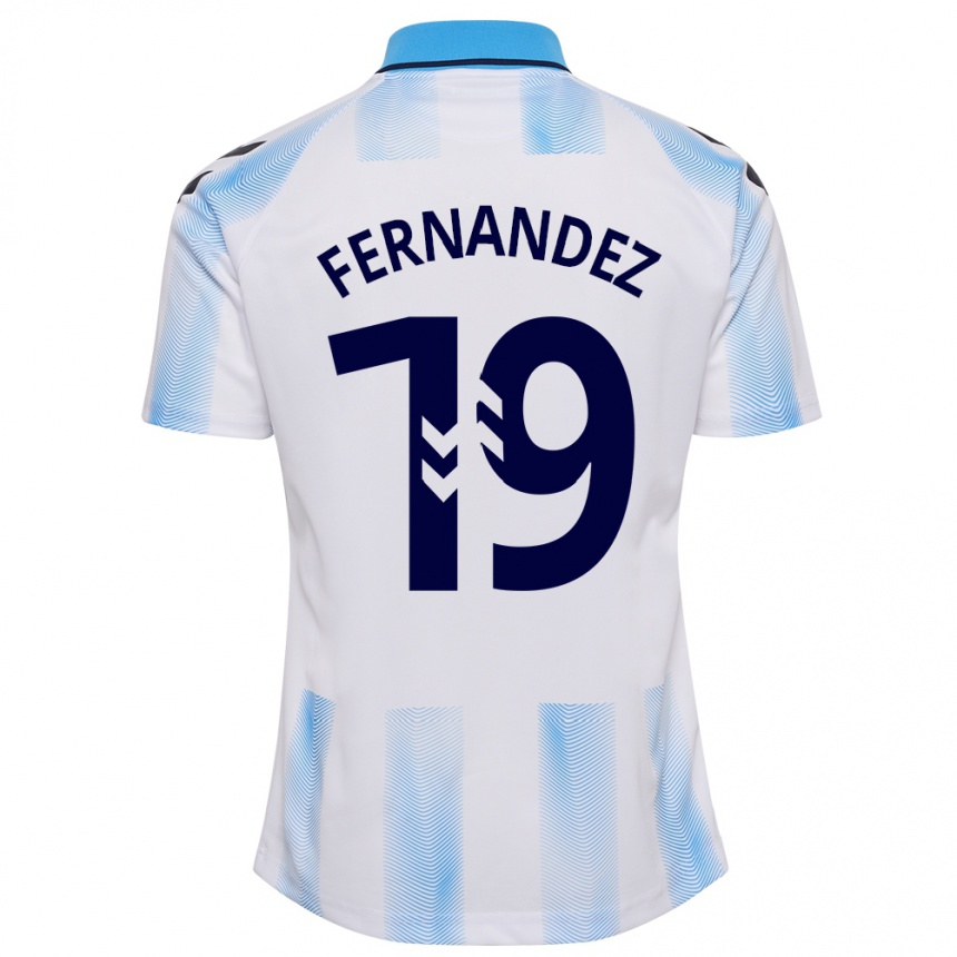 Hombre Fútbol Camiseta Roberto Fernández #19 Blanco Azul 1ª Equipación 2023/24
