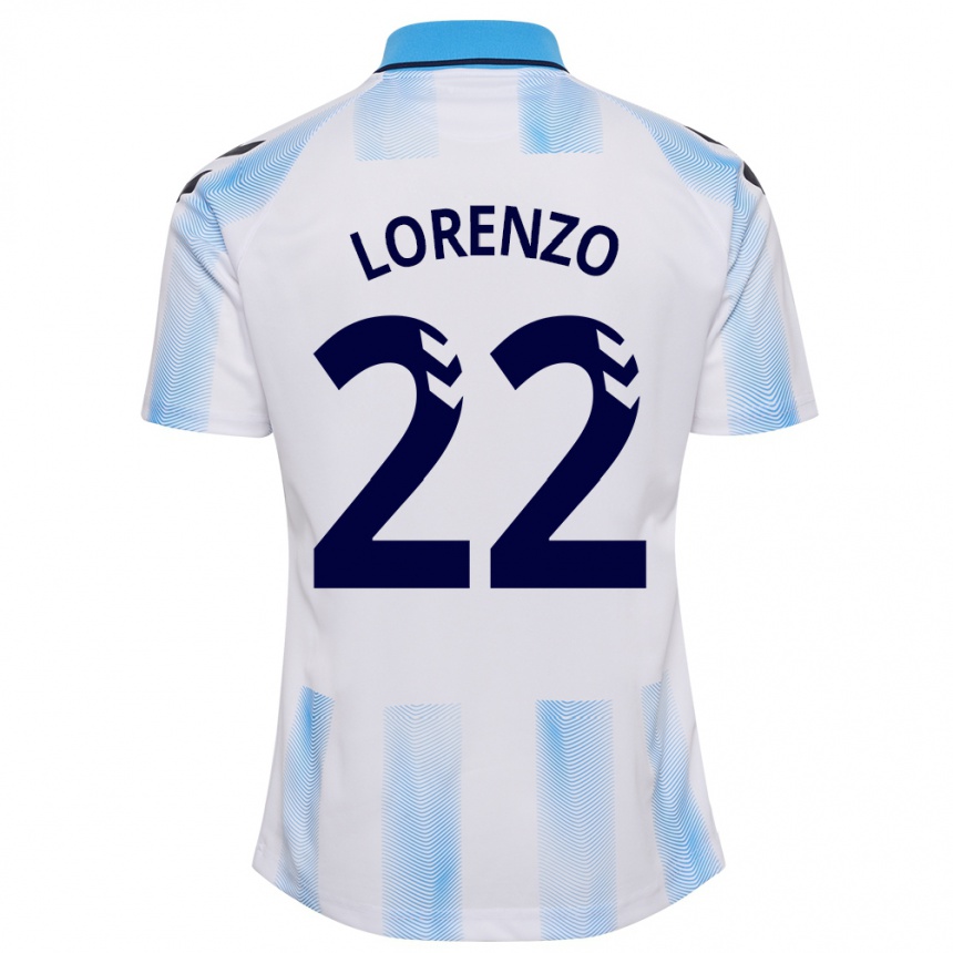 Hombre Fútbol Camiseta Dani Lorenzo #22 Blanco Azul 1ª Equipación 2023/24