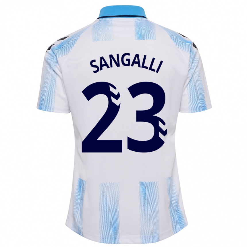 Hombre Fútbol Camiseta Luca Sangalli #23 Blanco Azul 1ª Equipación 2023/24