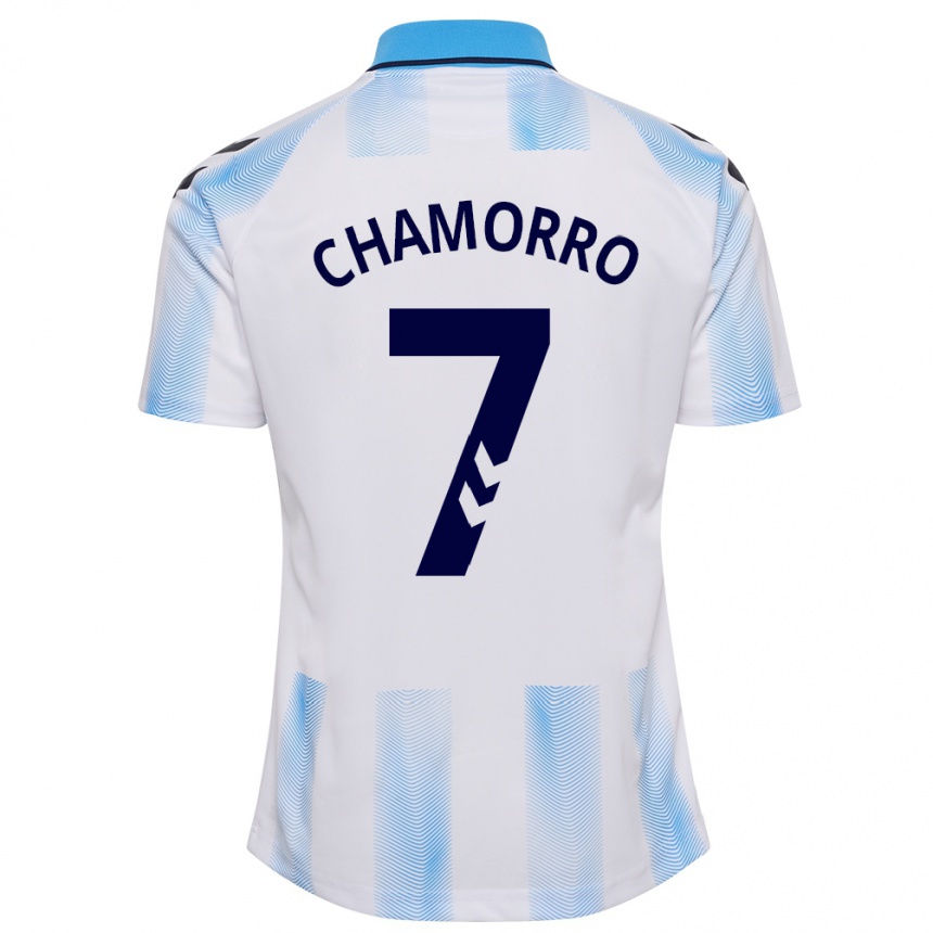 Hombre Fútbol Camiseta Alexis Chamorro #7 Blanco Azul 1ª Equipación 2023/24