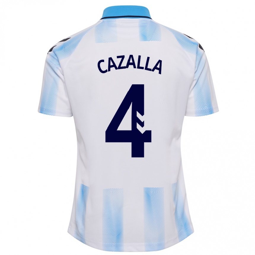 Hombre Fútbol Camiseta Marta Cazalla #4 Blanco Azul 1ª Equipación 2023/24