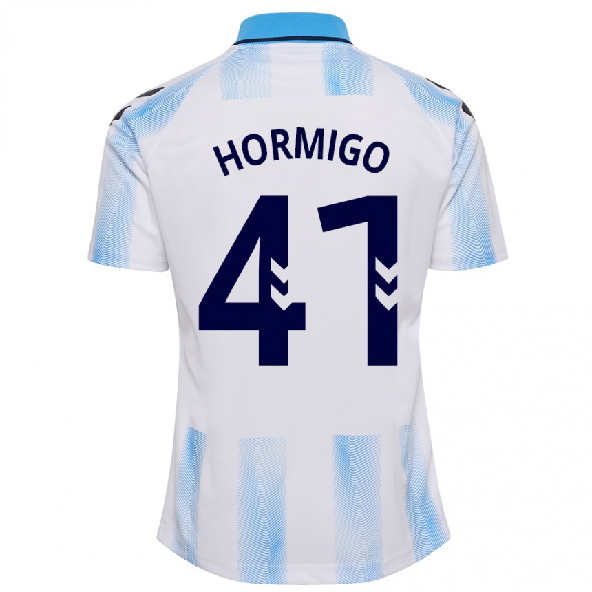 Hombre Fútbol Camiseta Cintia Hormigo #41 Blanco Azul 1ª Equipación 2023/24