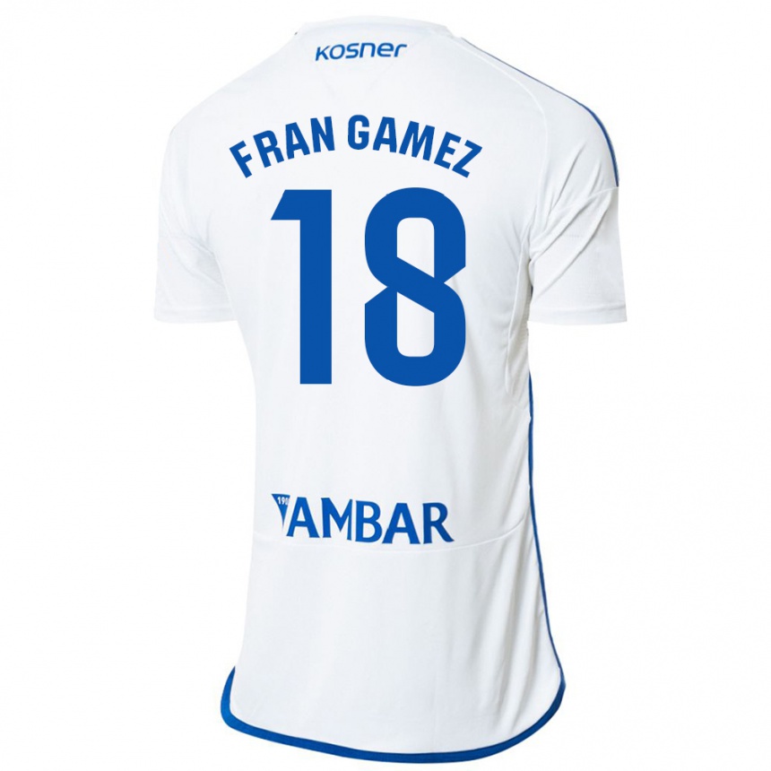 Hombre Fútbol Camiseta Fran Gámez #18 Blanco 1ª Equipación 2023/24