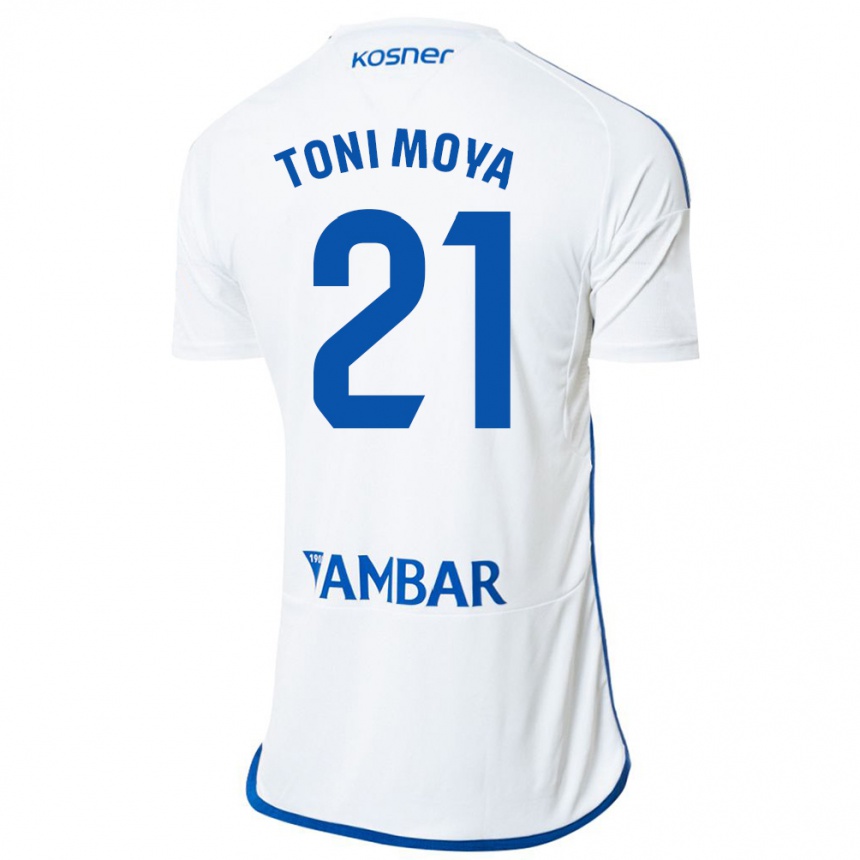 Hombre Fútbol Camiseta Toni Moya #21 Blanco 1ª Equipación 2023/24