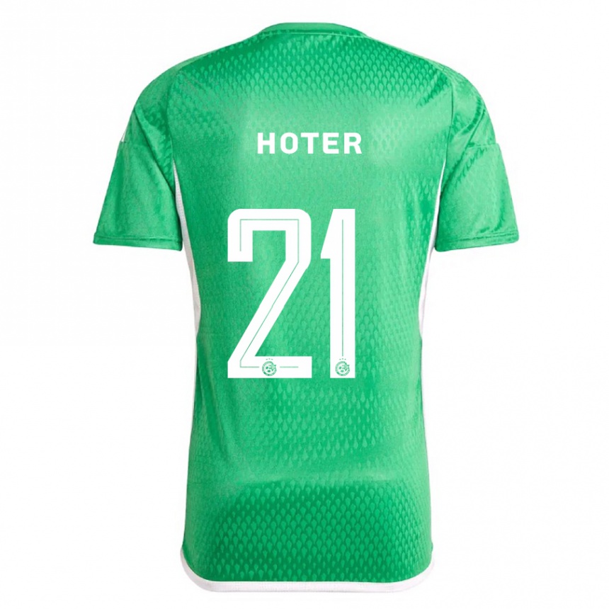 Hombre Fútbol Camiseta Tavor Hoter #21 Blanco Azul 1ª Equipación 2023/24