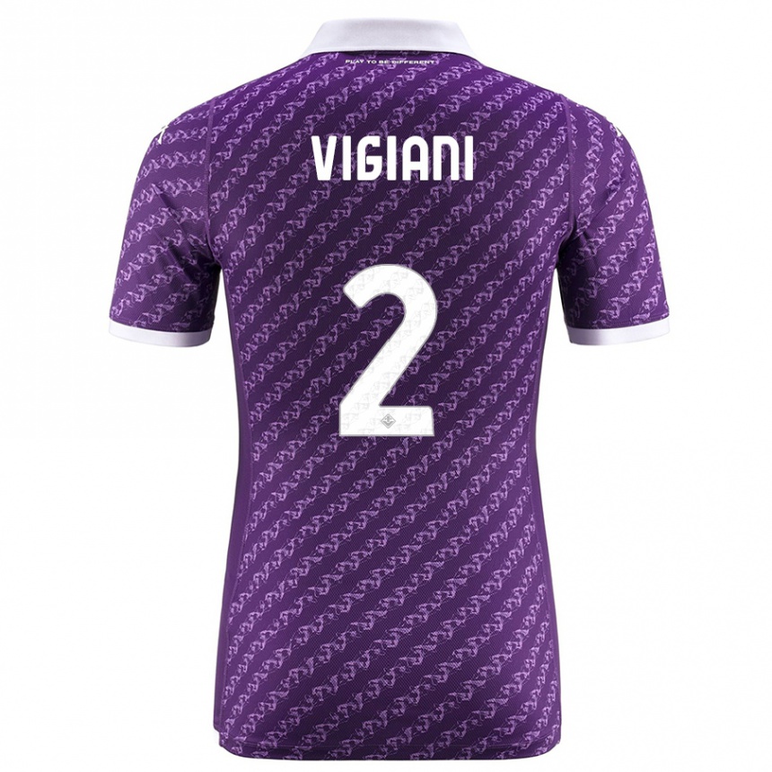 Hombre Fútbol Camiseta Lorenzo Vigiani #2 Violeta 1ª Equipación 2023/24