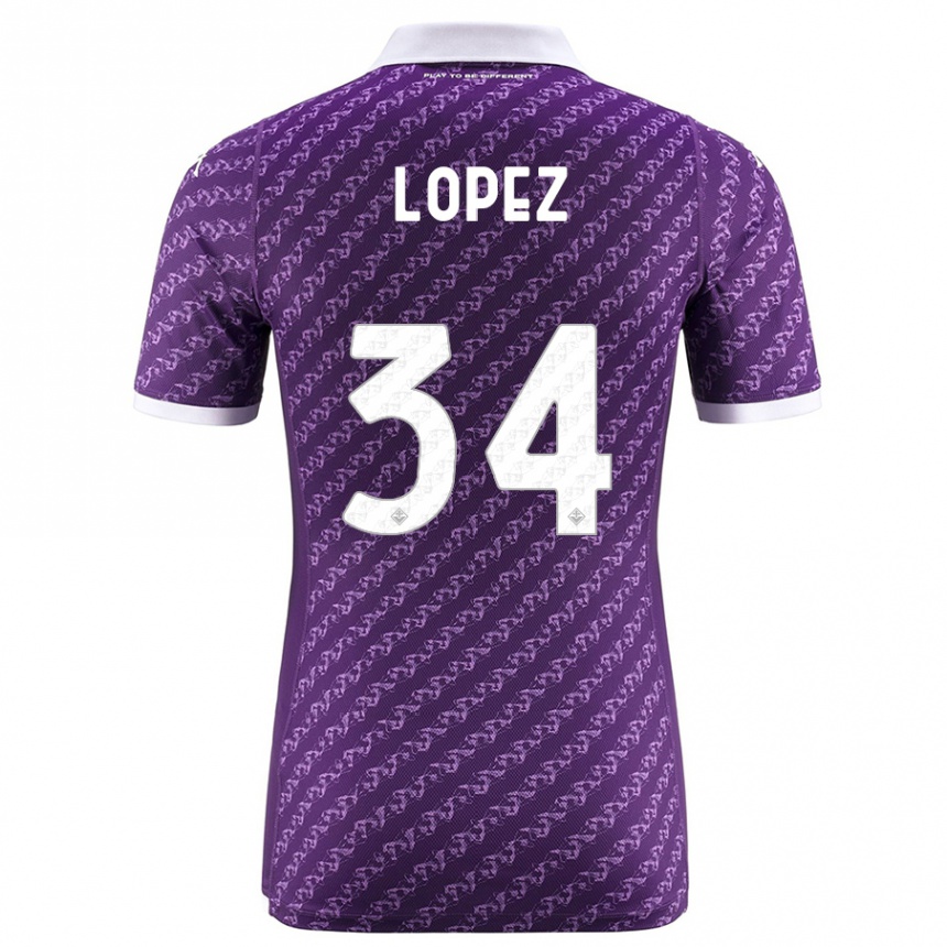 Hombre Fútbol Camiseta Lucas López #34 Violeta 1ª Equipación 2023/24