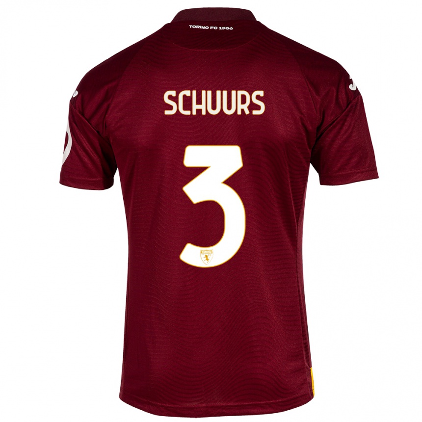 Hombre Fútbol Camiseta Perr Schuurs #3 Rojo Oscuro 1ª Equipación 2023/24