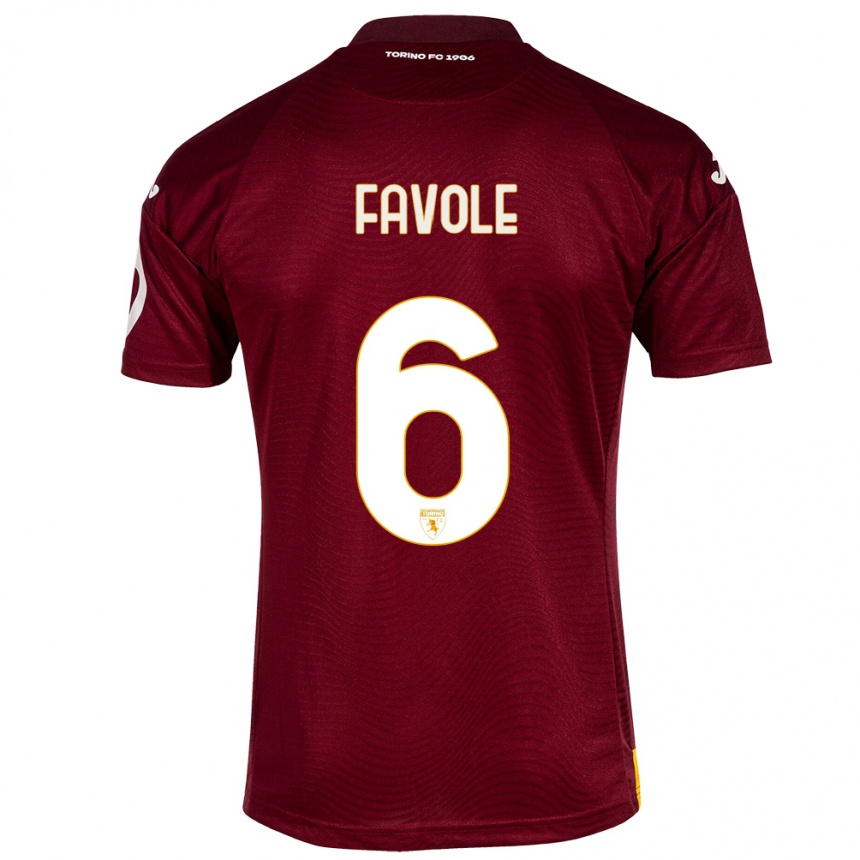 Hombre Fútbol Camiseta Stefania Favole #6 Rojo Oscuro 1ª Equipación 2023/24