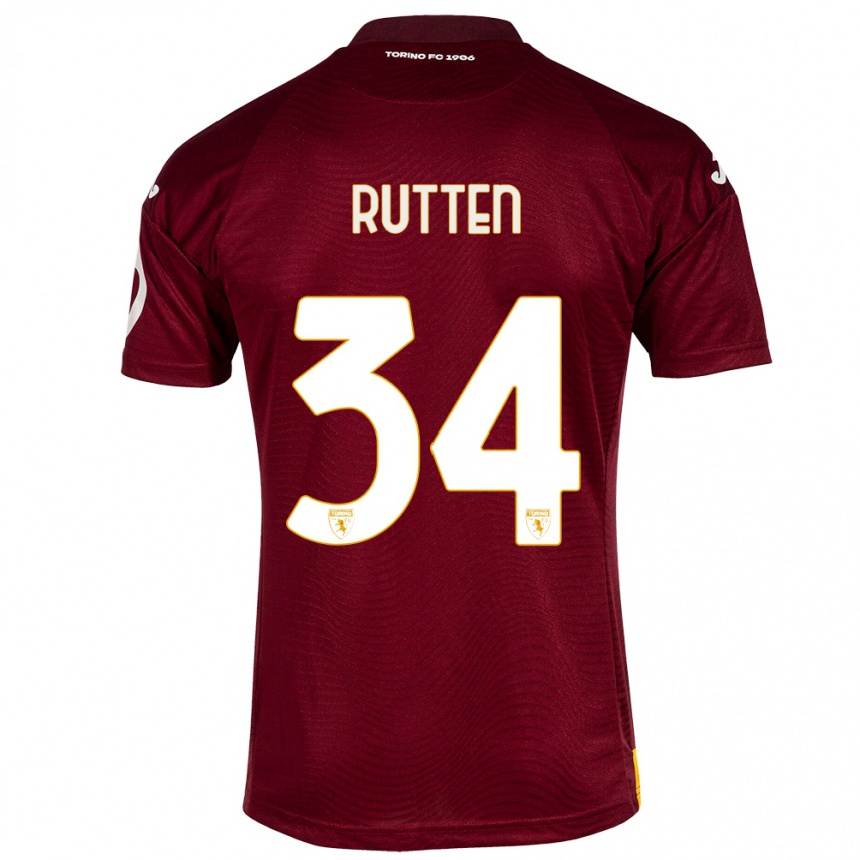 Hombre Fútbol Camiseta Jill Rutten #34 Rojo Oscuro 1ª Equipación 2023/24