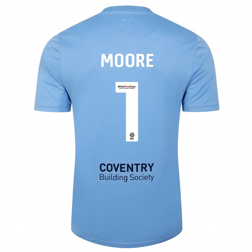 Hombre Fútbol Camiseta Simon Moore #1 Cielo Azul 1ª Equipación 2023/24