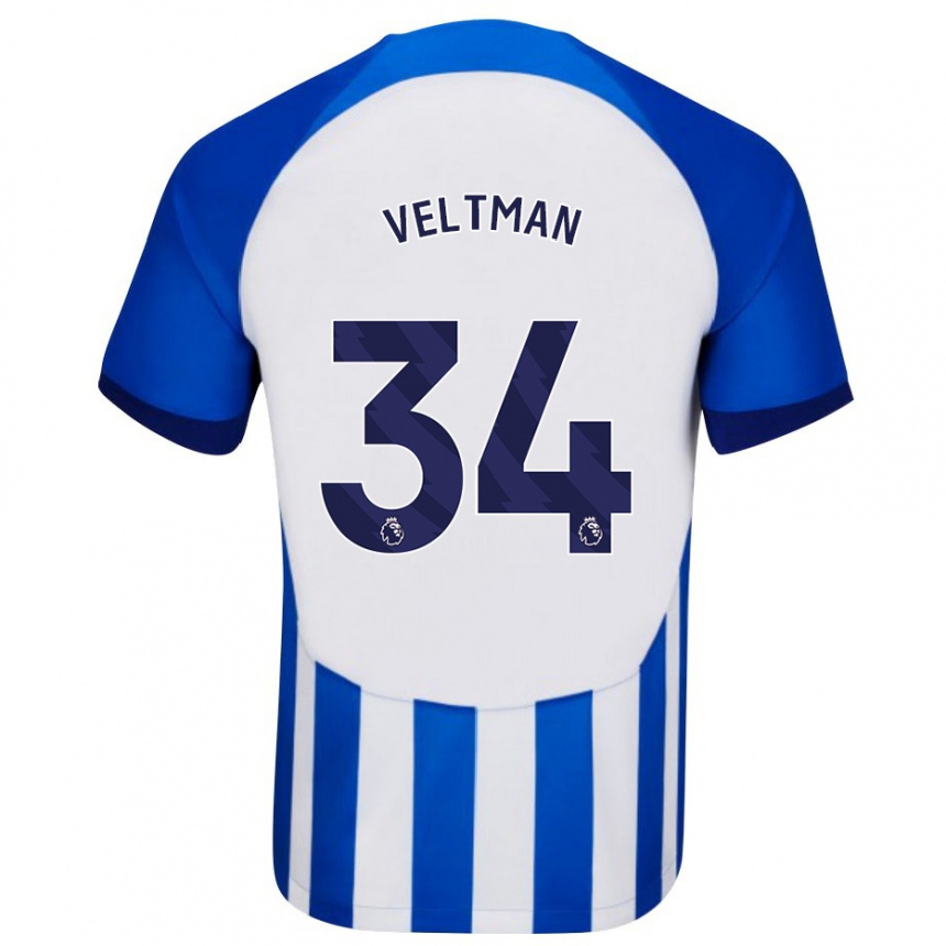 Hombre Fútbol Camiseta Joël Veltman #34 Azul 1ª Equipación 2023/24