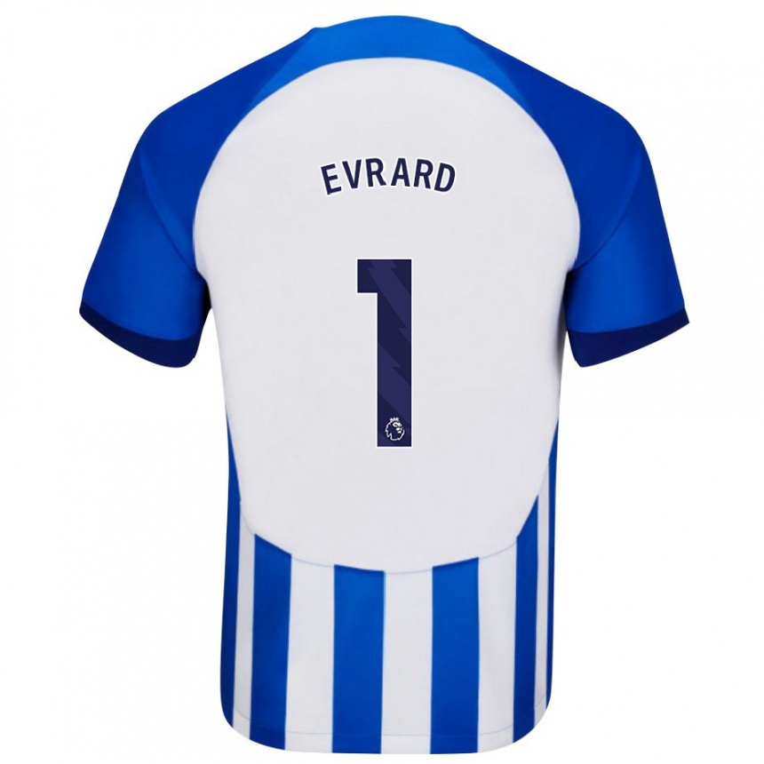 Hombre Fútbol Camiseta Nicky Evrard #1 Azul 1ª Equipación 2023/24