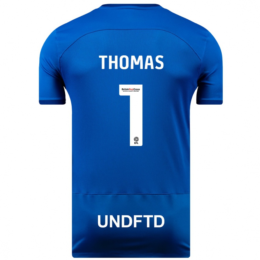 Hombre Fútbol Camiseta Lucy Thomas #1 Azul 1ª Equipación 2023/24